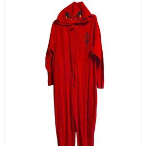 Mountain Ridge Onesie Red Fleece Lounger in a Devil Adult Unisex Pajamas Costume